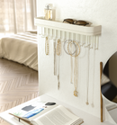 Wall Mount Jewelry Organizer with 25 Hooks and Shelf (White)