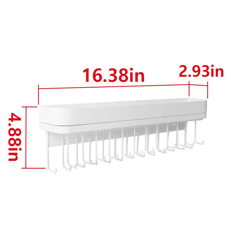 Wall Mount Jewelry Organizer with 25 Hooks and Shelf (White)