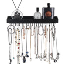 Hanging Jewelry Organizer with 23 Hooks and Shelf (Black)