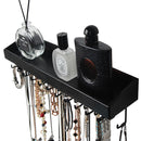 Hanging Jewelry Organizer with 23 Hooks and Shelf (Black)