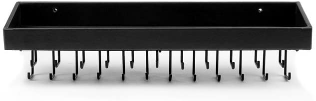Hanging Jewelry Organizer with 23 Hooks and Shelf (Black)
