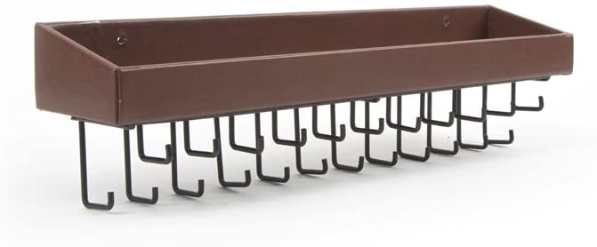 Hanging Jewelry Organizer with 23 Hooks and Shelf (Brown)