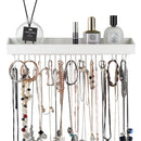 Hanging Jewelry Organizer with 23 Hooks and Shelf (White)
