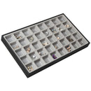 40 Comparment Stackable Synthetic Leather Jewelry Black Tray (Gray Inside)