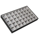 40 Comparment Stackable Synthetic Leather Jewelry Black Tray (Gray Inside)
