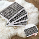 Set of 4 Different Stackable Synthetic Leather Jewelry Tray (White)