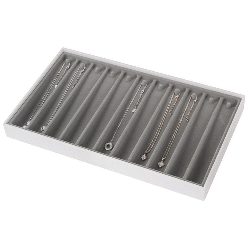 Set of 4 Different Stackable Synthetic Leather Jewelry Tray (White)