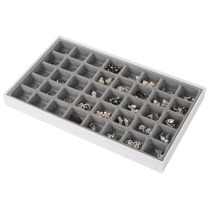 Set of 4 Different Stackable Synthetic Leather Jewelry Tray (White)