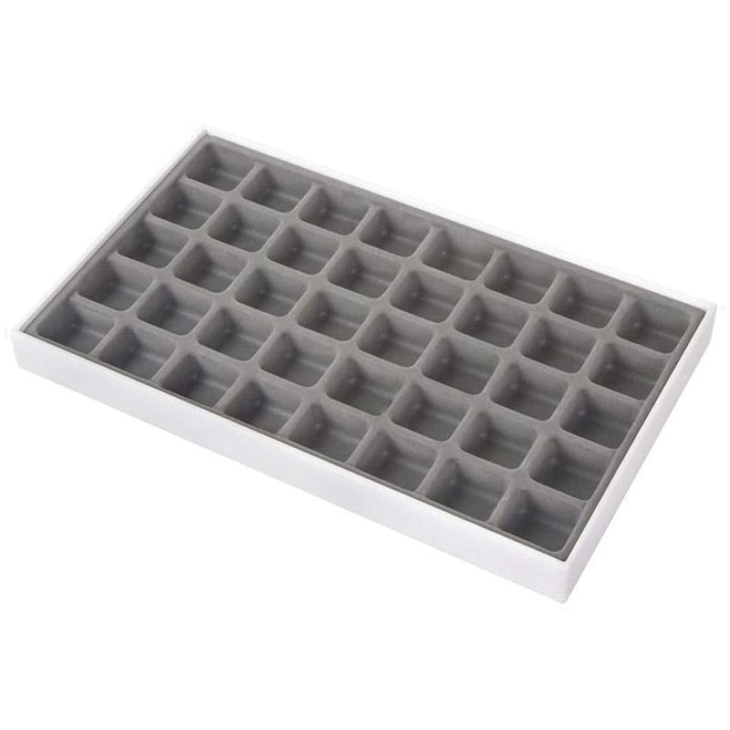 40 Comparment Stackable Synthetic Leather Jewelry Tray (White)