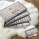 Set of 4 Different Stackable Synthetic Leather Jewelry Tray (Black)