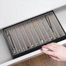 11 Necklace Comparments Stackable Synthetic Leather Jewelry Tray (Black)