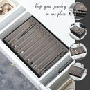 11 Necklace Comparments Stackable Synthetic Leather Jewelry Tray (Black)