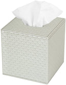 Silver Quilted Faux Leather Square Tissue Box Holder Cover