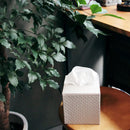 Silver Quilted Faux Leather Square Tissue Box Holder Cover