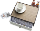 Leather Tea Bag Storage Drawer Box with 12 Comparments