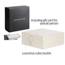 Beige Leather Earring Storage Box with 50 Comparments & Mirror Inside