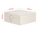 Beige Leather Earring Storage Box with 50 Comparments & Mirror Inside