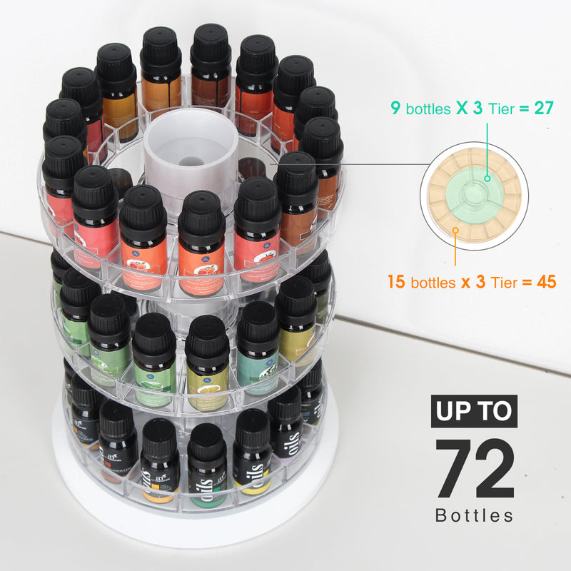 3 Tier Rotating Essential Oil Display Stand for 45 Bottles