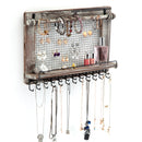 Rustic Jewelry Organizer with Wall Mesh Earring Holder