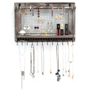 Rustic Jewelry Organizer with Wall Mesh Earring Holder