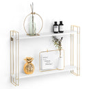 2 Tier White and Gold Floating Shelf