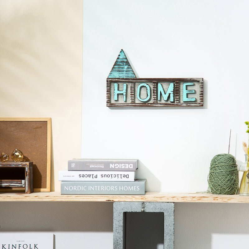 Rustic Home Décor Sign Teal Shelf