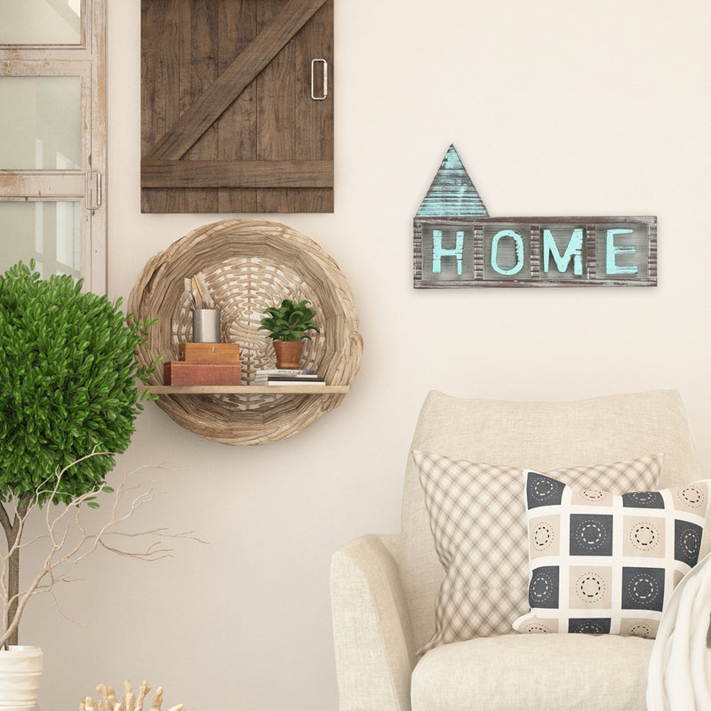 Rustic Home Décor Sign Teal Shelf