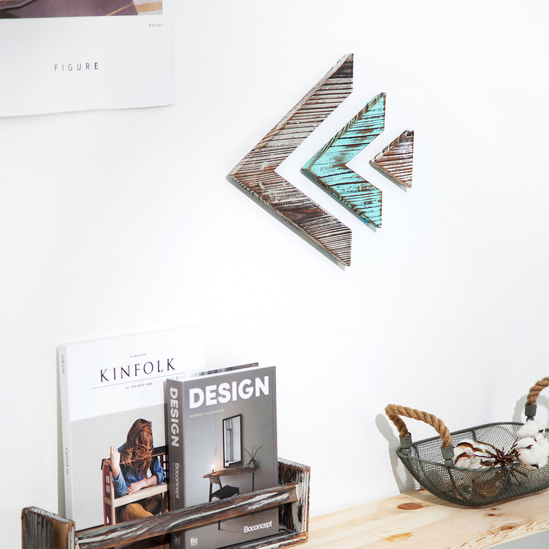 Set of 3 Rustic Wood Chevron Arrows Wall Décor