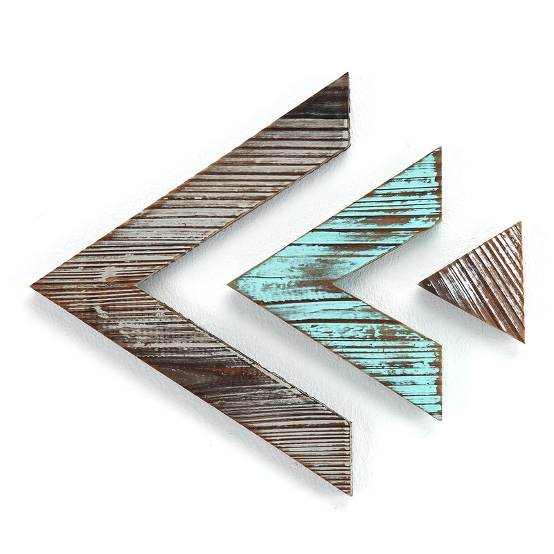 Set of 3 Rustic Wood Chevron Arrows Wall Décor