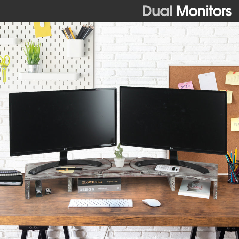 Rustic Wood Dual Monitor Stand