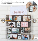 Wall Mount Rustic Wood Clip Photo Holder with 24 Clips