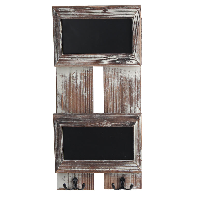 Wall Mount 2 Slot Mail Sorter and Key Holder with Chalkboard