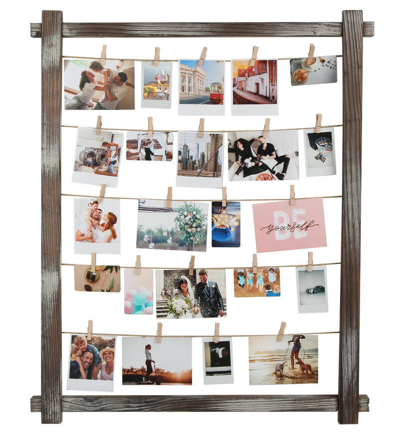 Rustic Wood Frame Photo Holder Board with 35 Clips – J JACKCUBE DESIGN