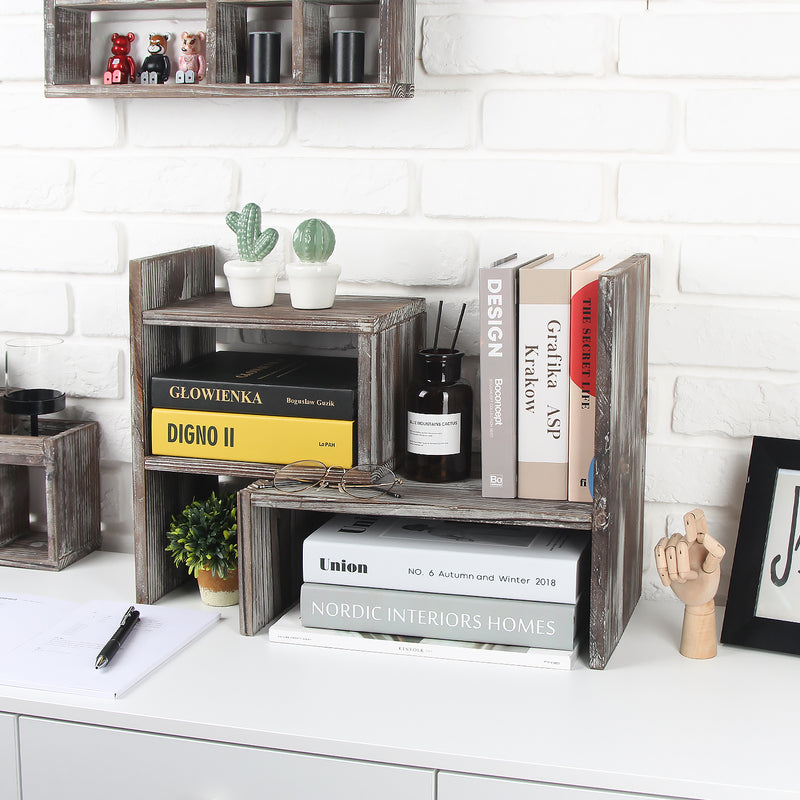 Rustic Adjustable Desktop Bookshelves