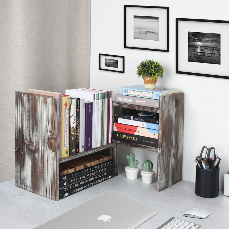 Rustic Adjustable Desktop Bookshelves