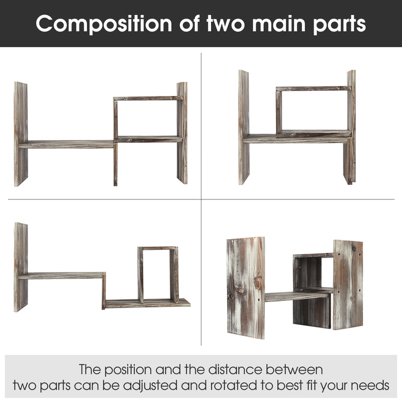 Rustic Adjustable Desktop Bookshelves