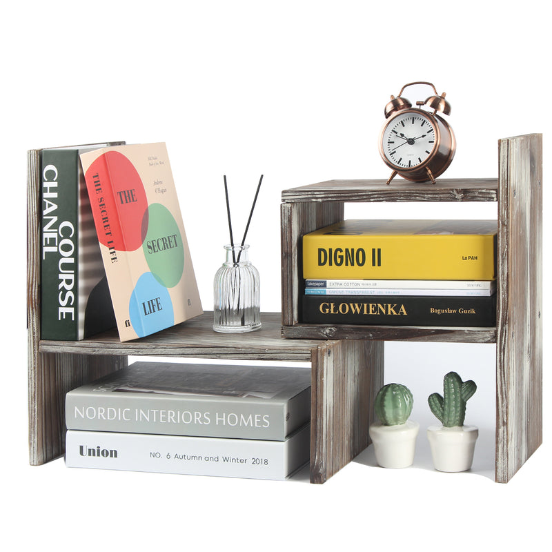 Rustic Adjustable Desktop Bookshelves