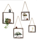 Set of 4 Rustic Wood Floating Square Shelves