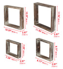 Set of 4 Rustic Wood Floating Square Shelves