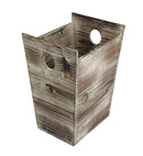 Rustic Wood Wastebasket Bin with Handle