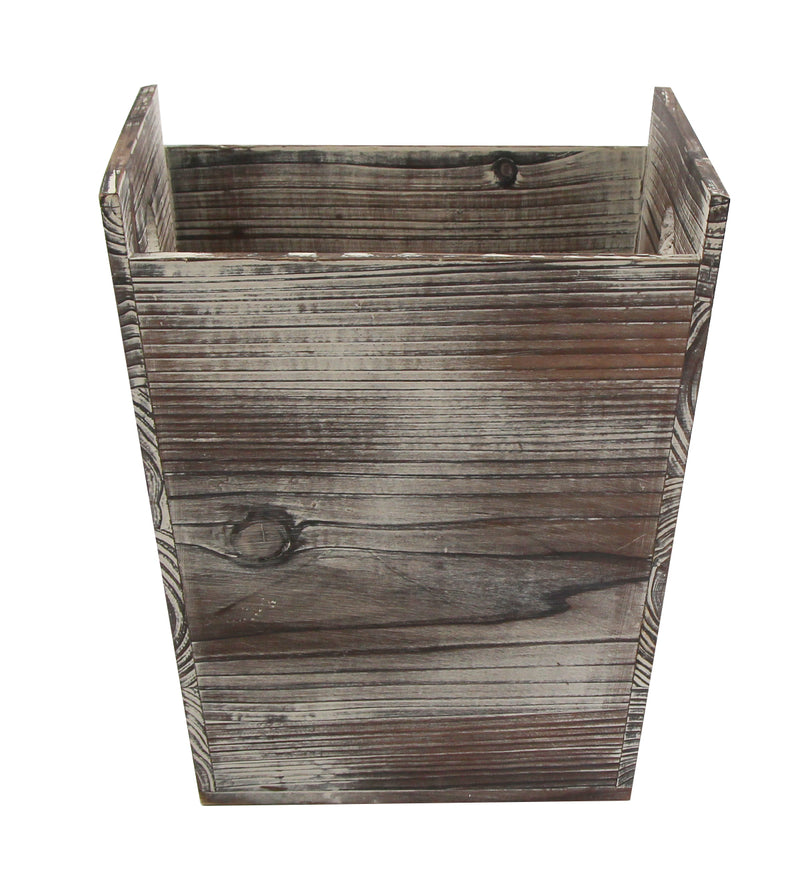 Rustic Wood Wastebasket Bin with Handle
