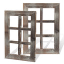 Set of 2 Rustic Wood Window Frame Wall Décor