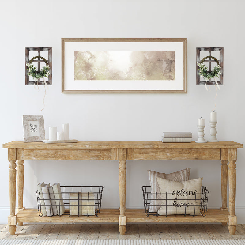 Set of 2 Rustic Wood Window Frame Wall Décor