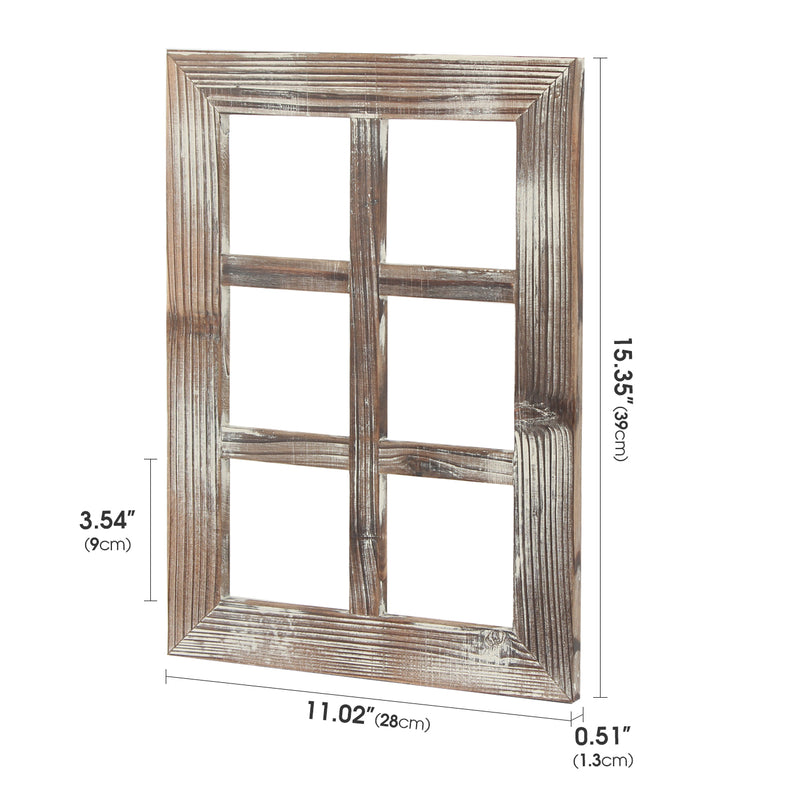 Set of 2 Rustic Wood Window Frame Wall Décor