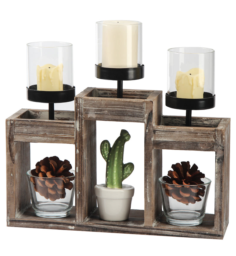 Decorative Candle Holder Display Stand with 3 Glass Votive Cups
