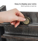 5 Tier Rustic Wood Wall Mount Challenge Coin Display Rack