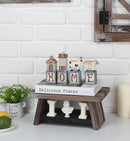 2 Tier Wooden Pedestal Platter Display Stand