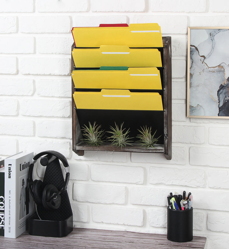Wall Document File Organizer with 5 Comparments