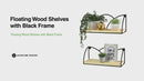 Set of 2 Floating Black Wire Wood Shelves