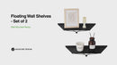 Set of 2 Black Metal Wall Mount Floating Shelves